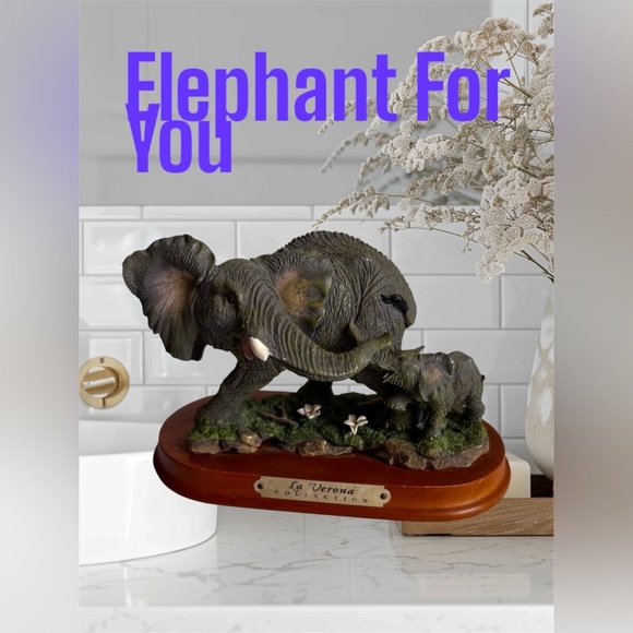 La Verona Collection Elephant With Baby Figurines Elephant babyelephant statue - Picture 2 of 16